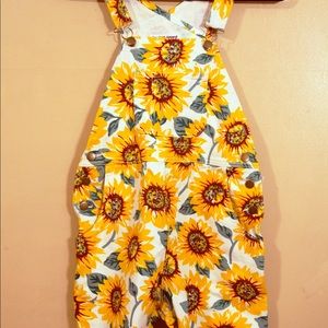 Vintage American Apparel sunflower overall shorts